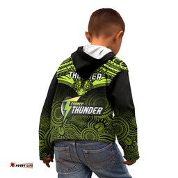 Sydney Thunder Cricket Kid Hoodie Unique Indigenous Art Mix Polynesian Pattern