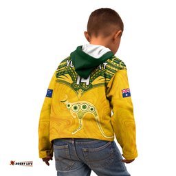 Custom Australia Matildas Kid Hoodie Polynesian Mix Gold Marble
