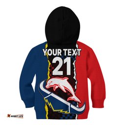 Custom Text And Number NRL Combine Dolphins and Cowboys Kid Hoodie