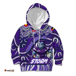 Custom Australia NAIDOC Week 2024 Kid Hoodie Melbourne Storm Mascot Keep The Fire Burning
