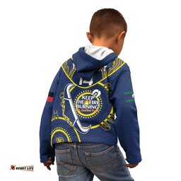 Custom NRL Cowboys NAIDOC Week Kid Hoodie Keep The Fire Burning Indigenous Art