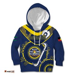 Custom NRL Cowboys NAIDOC Week Kid Hoodie Keep The Fire Burning Indigenous Art