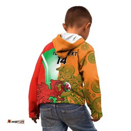 Custom Australia And Wales Rugby Kid Hoodie Wallabies Welsh Mascots Dynamic Version