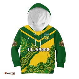 Custom Text And Number Australia Rugby Hoodie KID Jillaroos Champions Indigenous Yellow Style