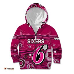 Custom Text And Number Australia Sixers Cricket Kid Hoodie Indigenous