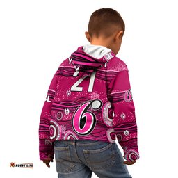 Custom Text And Number Australia Sixers Cricket Kid Hoodie Indigenous