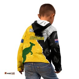Australia Rugby Mix New Zealands Rugby Kid Hoodie Wallabies Versus Silver Fern Sporty Basic