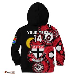 Custom Text And Number St Kilda Football NAIDOC Hoodie KID Saints Indigenous For Our Elders