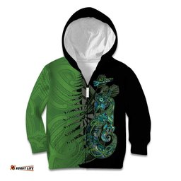 Personalised New Zealand Darts Kid Hoodie Aotearoa Maori Fern Mix Manaia Tattoo