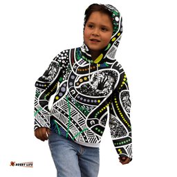 Aboriginal Lizzard Pattern Dot Art Kid Hoodie