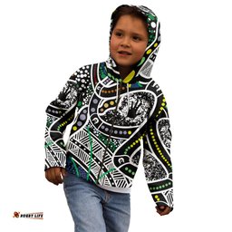 Aboriginal Lizzard Pattern Dot Art Kid Hoodie