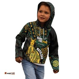 Australia Matildas Indigenous Kid Hoodie NAIDOC 2024 Keep The Fire Burning
