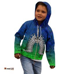 Torres Strait Islanders Kid Zip Up Hoodie Dhari Mask