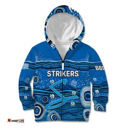 Custom Text And Number Australia Strikers Cricket Kid Hoodie Indigenous
