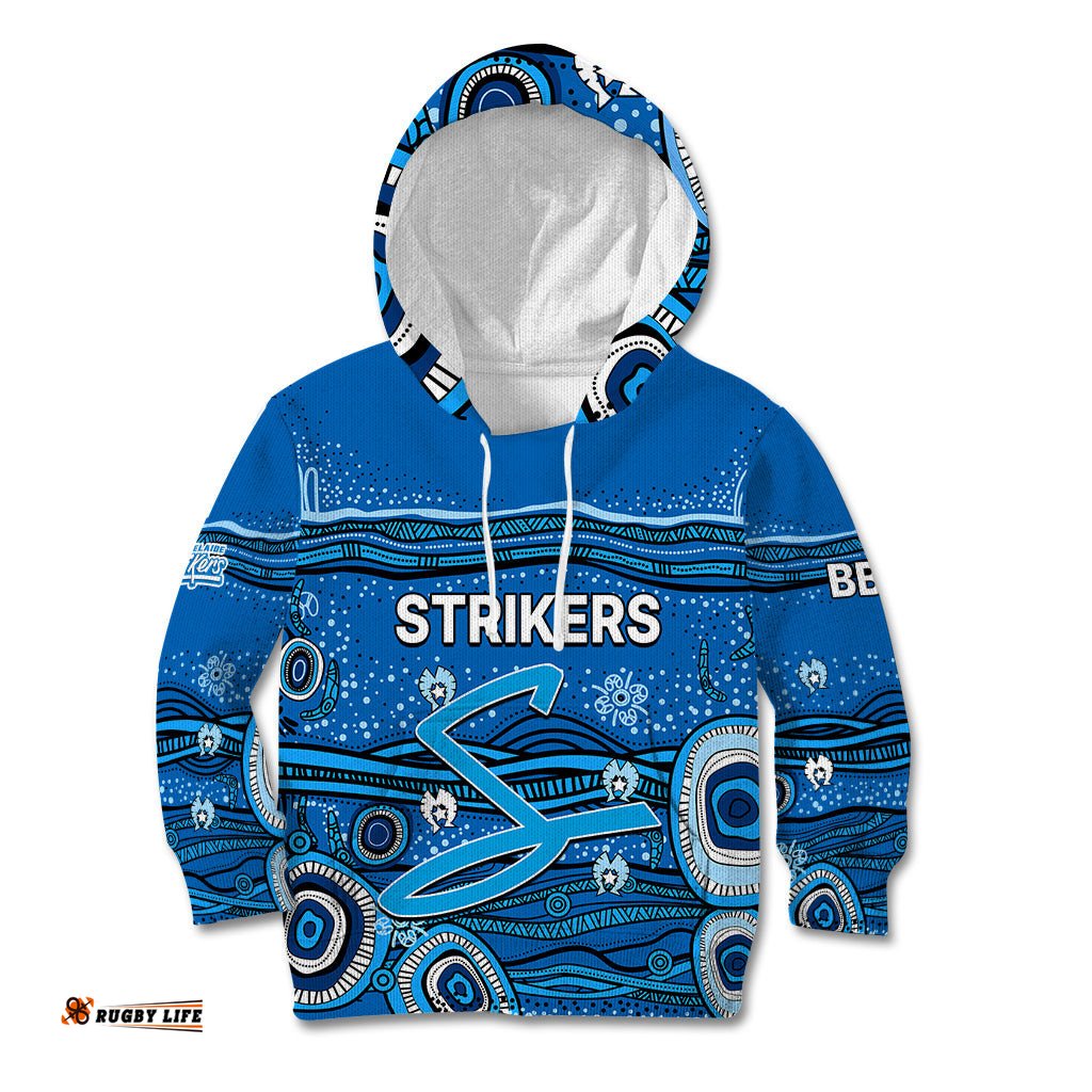 Custom Text And Number Australia Strikers Cricket Kid Hoodie Indigenous