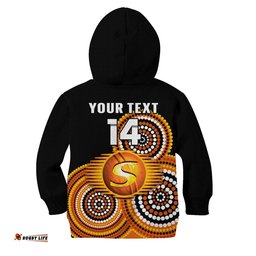 Custom Text And Number Perth Scorchers Cricket Hoodie KID Champions BBL12 Proud Indigenous Art