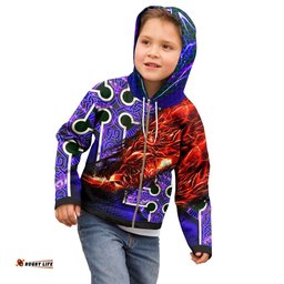 Celtic Zip Hoodie Kid Fire Dragon And Water Cross Style