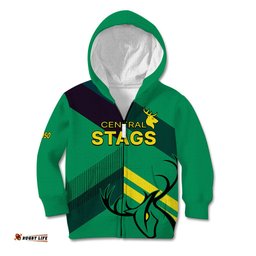Custom Text And Number New Zealand Central Districts Cricket Kid Hoodie Central Stags Simple Style