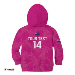 Custom New Zealand Silver Fern Rugby Kid Hoodie Go Aotearoa Pink Version