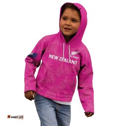 Custom New Zealand Silver Fern Rugby Kid Hoodie Go Aotearoa Pink Version