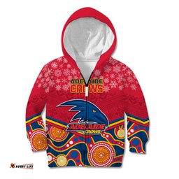 Custom Adelaide Crows Football Christmas Kid Hoodie Merry Xmas Mix Aboriginal Art