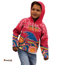 Custom Adelaide Crows Football Christmas Kid Hoodie Merry Xmas Mix Aboriginal Art