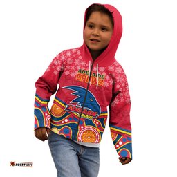 Custom Adelaide Crows Football Christmas Kid Hoodie Merry Xmas Mix Aboriginal Art