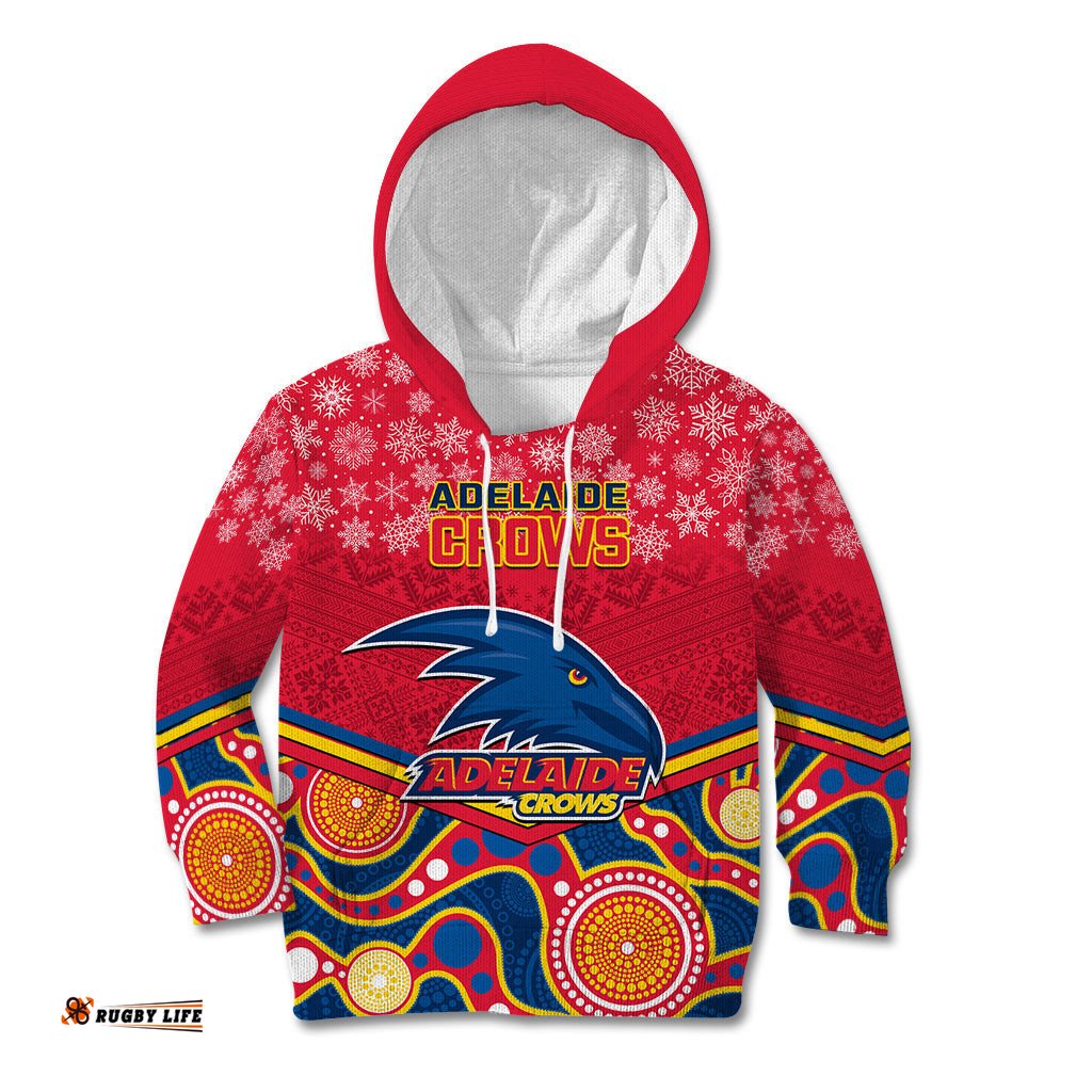 Custom Adelaide Crows Football Christmas Kid Hoodie Merry Xmas Mix Aboriginal Art