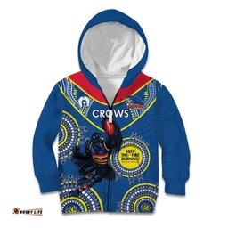 Custom AFL Crows NAIDOC Week Kid Hoodie Keep The Fire Burning Indigenous Art