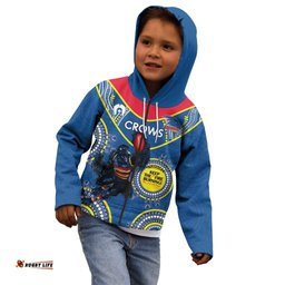 Custom AFL Crows NAIDOC Week Kid Hoodie Keep The Fire Burning Indigenous Art