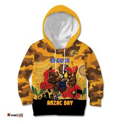 Custom Eagles Football ANZAC Kid Hoodie Gallipoli Camouflage With Poppies
