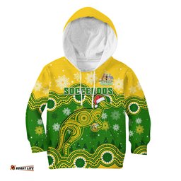 Australia Soccer Christmas Hoodie KID Socceroos Indigenous Kangaroo