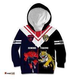 Custom Demons And Tigers Football Kid Hoodie Together Sporty Version