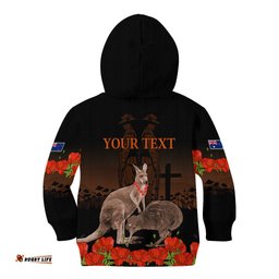 Kangaroo and Kiwi Bird ANZAC Day Custom Kid Hoodie Soldier Style