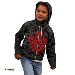 Celtic Three Dragon Kid Zip Up Hoodie
