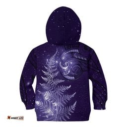 New Zealand Matariki Kid Hoodie Purple Milky Way Stars Night Sky