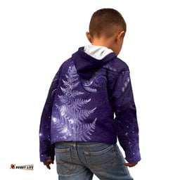 New Zealand Matariki Kid Hoodie Purple Milky Way Stars Night Sky