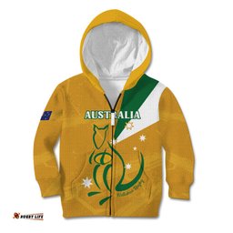 Custom Australia Rugby Kid Hoodie 2024 Wallabies Grunge Style