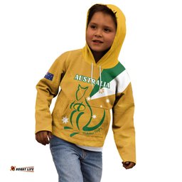 Custom Australia Rugby Kid Hoodie 2024 Wallabies Grunge Style