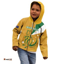 Custom Australia Rugby Kid Hoodie 2024 Wallabies Grunge Style