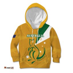Custom Australia Rugby Kid Hoodie 2024 Wallabies Grunge Style