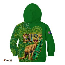 Australia Surf Kid Hoodie Happy Kangaroo Indigenous Artsy
