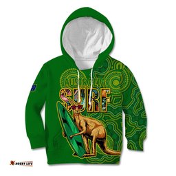 Australia Surf Kid Hoodie Happy Kangaroo Indigenous Artsy