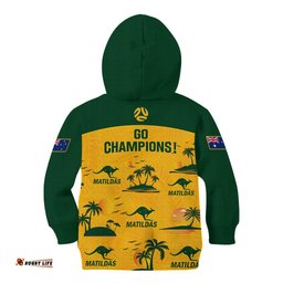 Australia Soccer Kid Hoodie Matildas World Cup Tropical Style