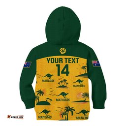 Custom Australia Soccer Kid Hoodie Matildas World Cup Tropical Style