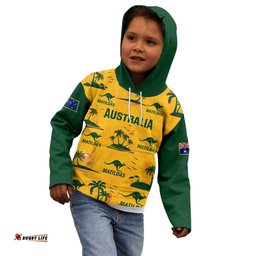Custom Australia Soccer Kid Hoodie Matildas World Cup Tropical Style