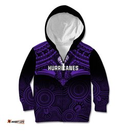 Custom Hobart Hurricanes Cricket Kid Hoodie Unique Indigenous Art Mix Polynesian Pattern