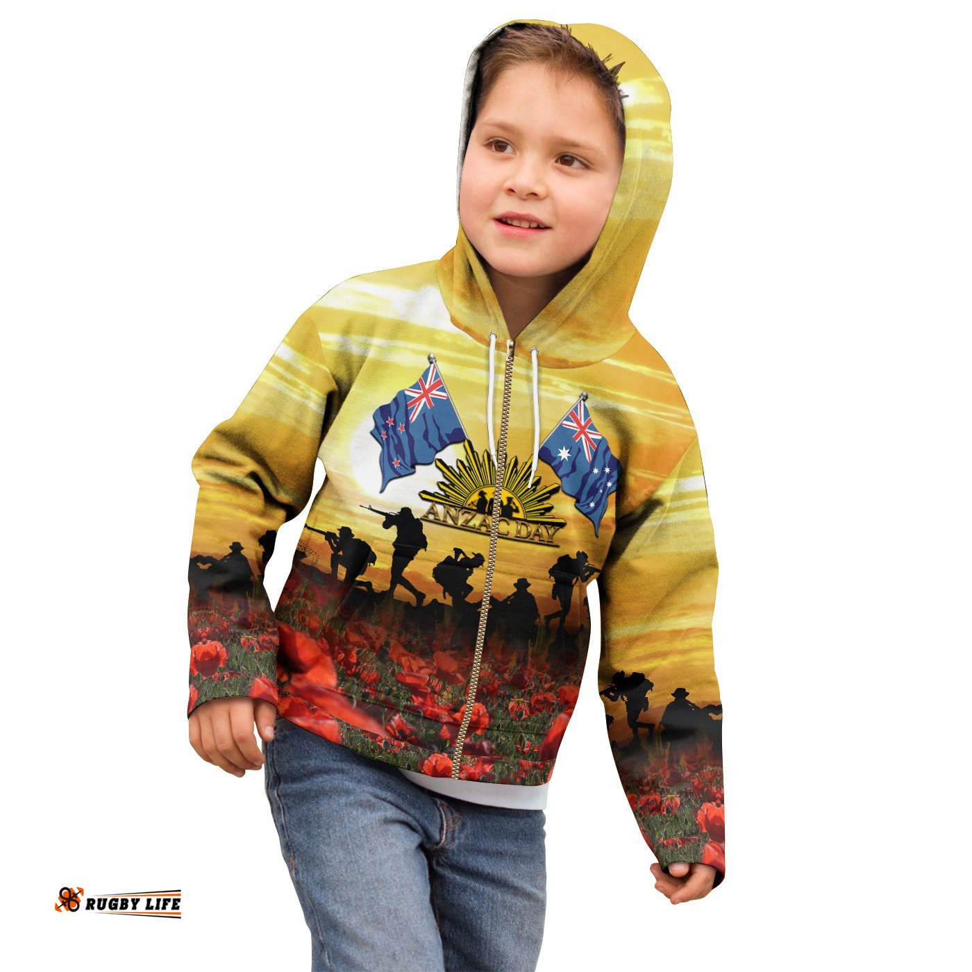 ANZAC Kid Zip Up Hoodie Australian and New Zealand Army Corps