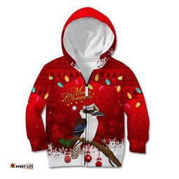 Australia Christmas Kid Hoodie Aussie Kookaburra Santa Merry Xmas