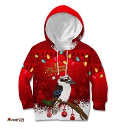 Australia Christmas Kid Hoodie Aussie Kookaburra Santa Merry Xmas